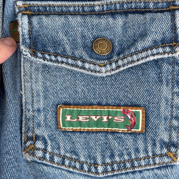 VTG 90s Little Levis Cargo Jeans Boys 7 Patches Jogger Parachute Elastic Cuff - Picture 10 of 16